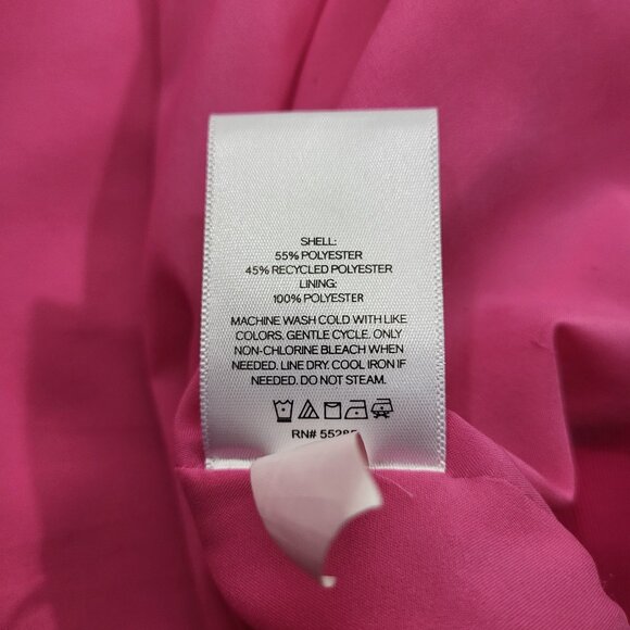 EXPRESS~SZ L~BRIGHT PINK SATIN LIKE FULL ZIP RUCHED SLEEVE BOMBER JACKET COAT - Picture 16 of 16